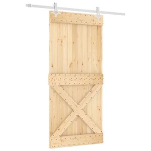 vidaXL Skjutd&ouml;rr Naturlig och vit 95 x 210 cm Massiv furutr&auml;d&ouml;rr