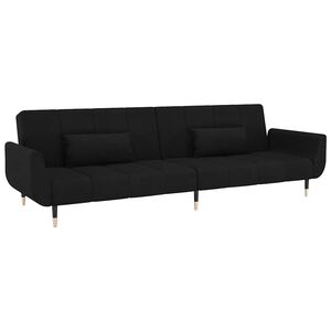vidaXL B&auml;ddsoffa 2-sits med tv&aring; kuddar svart sammet