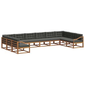vidaXL Utomhussoffset med kudde 10 pcs Naturlig och Antracit