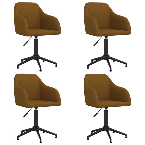 vidaXL Snurrbara matstolar 4 st brun sammet