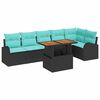 vidaXL Tr&auml;dg&aring;rdsoffset 7 st Svart Poly rattan