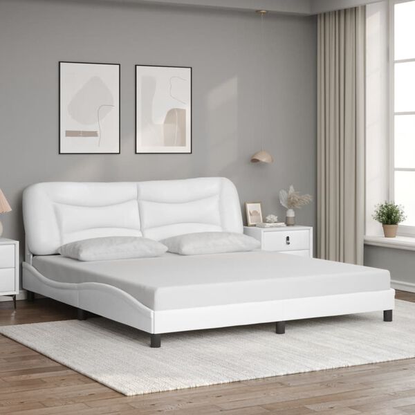 vidaXL Bed Frame without Mattress "Hvar" White 180x200 cm Faux Leather