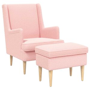 vidaXL F&aring;t&ouml;lj med fotpall 2 st Rosa Boucl&eacute;