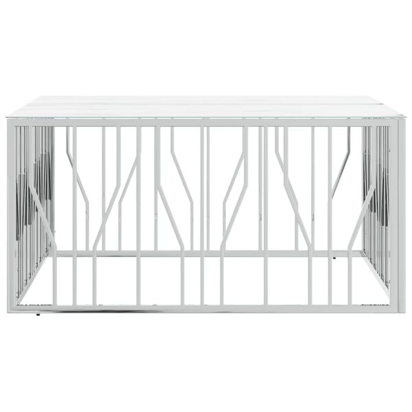 vidaXL Soffbord silver 100x100x50 cm rostfritt stål och glas