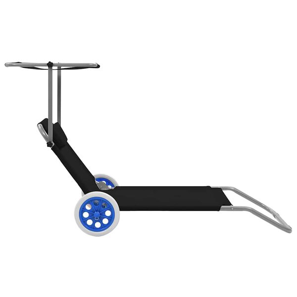 vidaXL Hopf&auml;llbar sols&auml;ng med tak och hjul st&aring;l svart