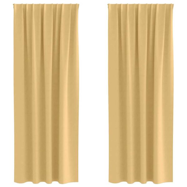 vidaXL M&ouml;rkl&auml;ggningsgardiner med Ringar 2 pcs Beige 225 x 140 cm