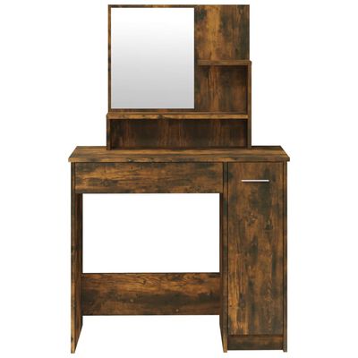 vidaXL Sminkbord med spegel rökfärgad ek 86,5x35x136 cm