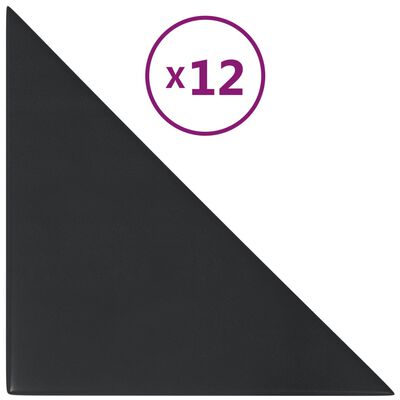 vidaXL Väggpaneler 12 st svart 30x30 cm konstläder 0,54 m²