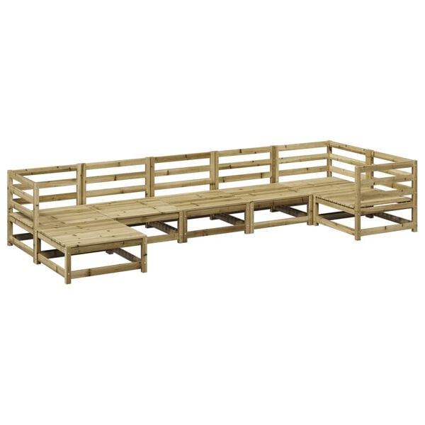 vidaXL Soffgrupp f&ouml;r tr&auml;dg&aring;rden 7 delar impregnerad furu