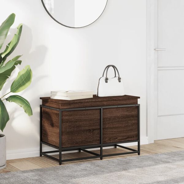 vidaXL F&ouml;rvaringsl&aring;da med lock brun ek 80x40x51,5 cm konstruerat tr&auml;