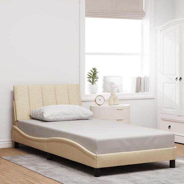 vidaXL Bed Frame without Mattress "Hanko" Cream 100x200cm Fabric