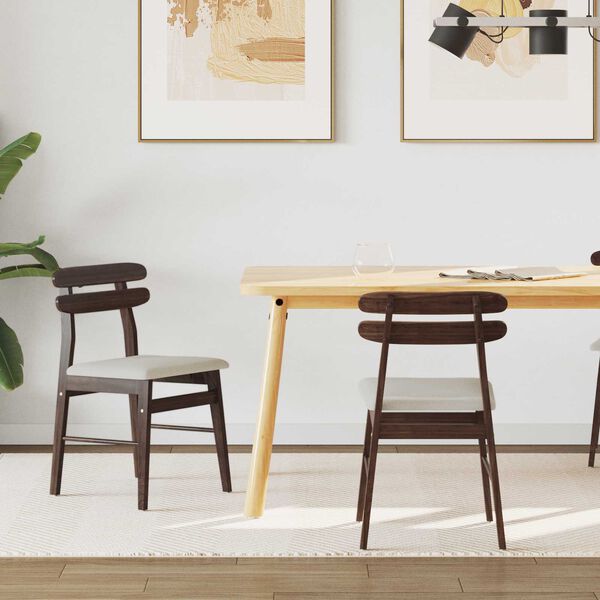 vidaXL Matstol 2 pcs Ljusbrun och ljus Massiv Gummiträ