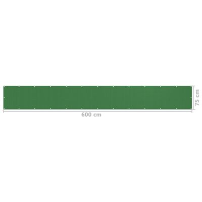 vidaXL Balkongskärm ljusgrön 75x600 cm HDPE