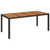 vidaXL Tr&auml;dg&aring;rdsbord med tr&auml;skiva svart 190x90x75 cm konstrotting