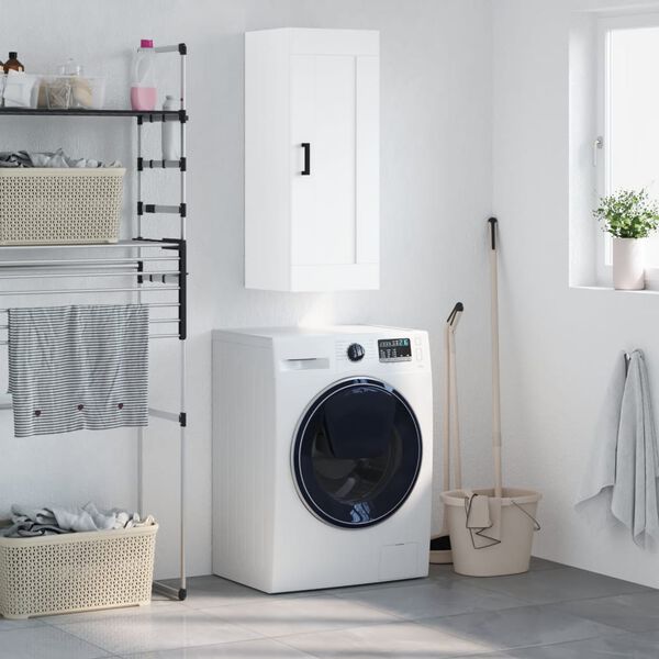 vidaXL V&auml;ggsk&aring;p vit 34,5x34x90 cm konstruerat tr&auml;