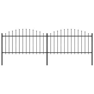 vidaXL Tr&auml;dg&aring;rdsstaket med spjutst&aring;ng st&aring;l 359x150 cm svart