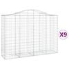 vidaXL Gabioner b&aring;gformade 9 st 200x50x140/160 cm galvaniserat j&auml;rn