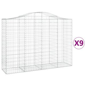 vidaXL Gabioner b&aring;gformade 9 st 200x50x140/160 cm galvaniserat j&auml;rn