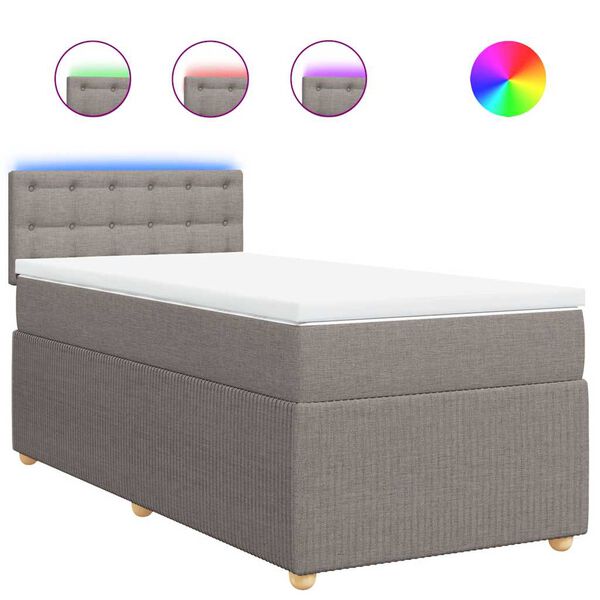 vidaXL Rams&auml;ng med madrass taupe 90x190 cm tyg