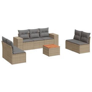 vidaXL Matgrupp f&ouml;r tr&auml;dg&aring;rden med dynor 8 delar beige konstrotting