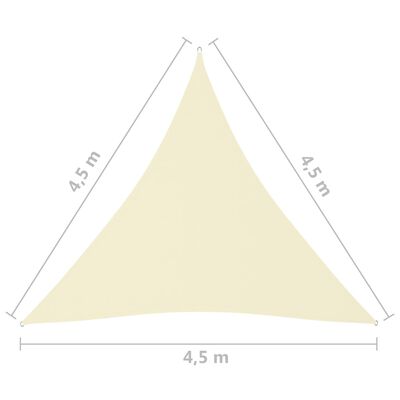 vidaXL Solsegel Oxfordtyg trekantigt 4,5x4,5x4,5 m gräddvit