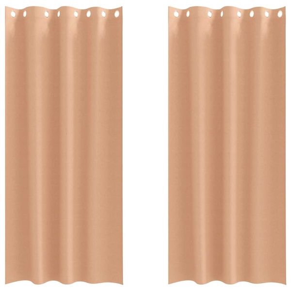 vidaXL M&ouml;rkl&auml;ggningsgardiner med Ringar 2 pcs Ljusbrun 260 x 140 cm