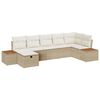 vidaXL Tr&auml;dg&aring;rdsoffset med kudde 7 pcs Beige konstrotting