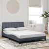 vidaXL Bed Frame with LED without Mattress "Hanko" Dark Grey 140x200 cm Velvet