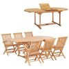 vidaXL Matgrupp f&ouml;r tr&auml;dg&aring;rden 7 delar 150-200x100x75 cm teaktr&auml;
