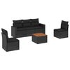vidaXL Loungegrupp med dynor 6 delar svart konstrotting