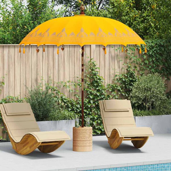 vidaXL Balinesisk Parasol Gul 215 x 215 x 260 cm Bomull