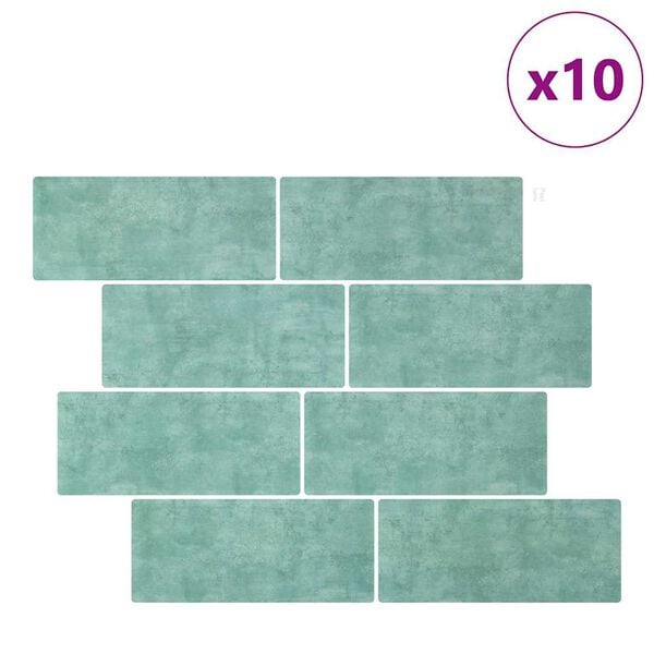 vidaXL Subwaytile 10 pcs Grågrön 29.4 x 21.4 cm Polyuretan och PET