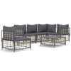 vidaXL Loungegrupp 6 delar med dynor antracit konstrotting
