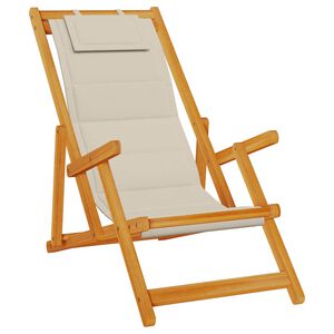 vidaXL Strandstol med kudde 2 pcs Brun Massivt Akaciatr&auml;