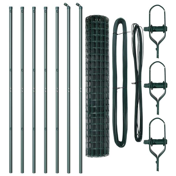 vidaXL Stängsel med stolpe Grön 1,5 x 10 m Stål och PVC