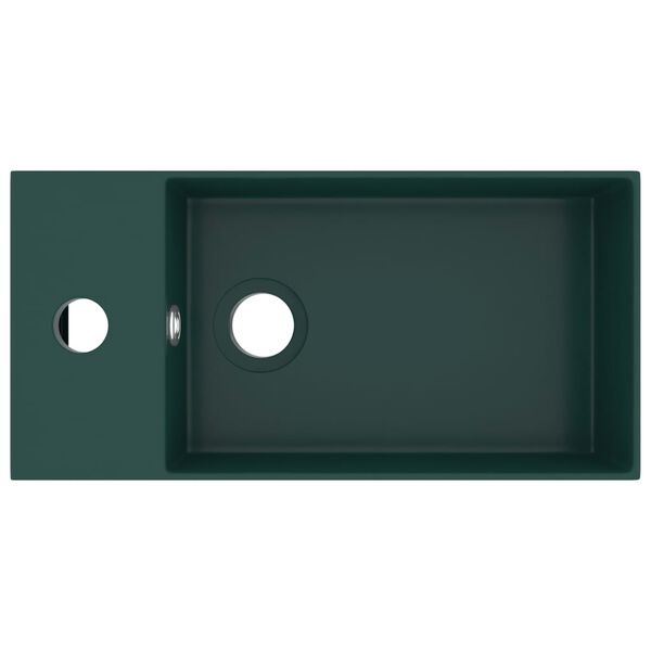 vidaXL Handfat med bräddavlopp keramik mörkgrön