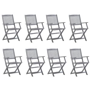 vidaXL Hopfällbara trädgårdsstolar 8 st massivt akaciaträ