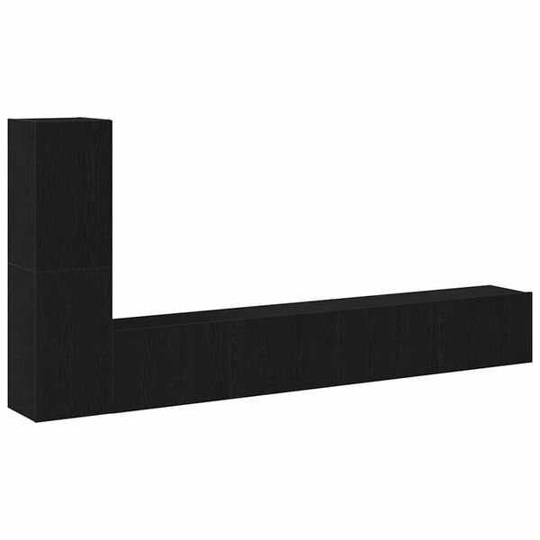 vidaXL TV-b&auml;nkset V&auml;ggmonterad Svart Ek Konstruerat tr&auml;