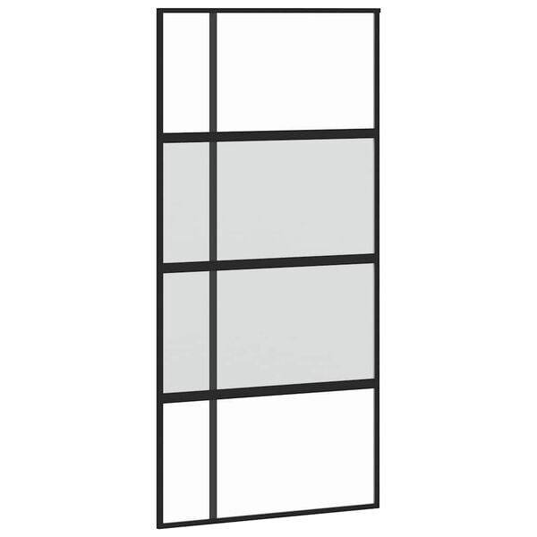 vidaXL Skjutd&ouml;rr svart 102,5x205 cm h&auml;rdat glas och aluminium