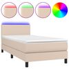 vidaXL Rams&auml;ng med b&auml;ddmadrass & LED cappuccino 90x200 cm konstl&auml;der