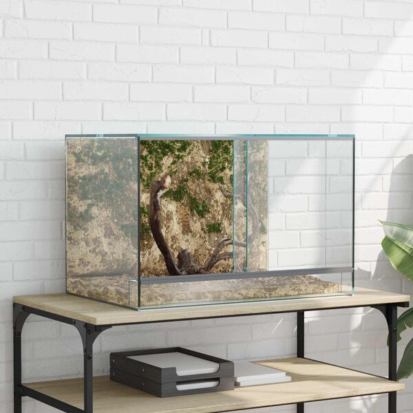 vidaXL Reptil- och amfibiehabitat med lagring Vit 60 x 40 x 40 cm Glas