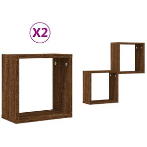 vidaXL V&auml;ggkubhyllor 2 st brun ek 30x15x30 cm