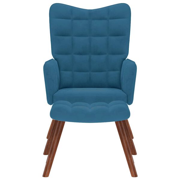 vidaXL Vilstol med fotpall bl&aring; sammet