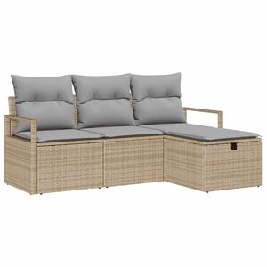 vidaXL Soffset 4 st 4-Antal sittplatser Beige och Ljusgr&aring; konstrotting