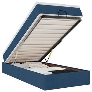 vidaXL Ottoman s&auml;ngram med madrass bl&aring; 90x190 cm tyg