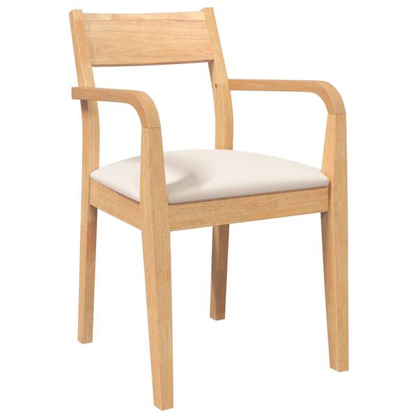 vidaXL Matstolar med kuddar 2 st, naturligt, massivt trä, gummi