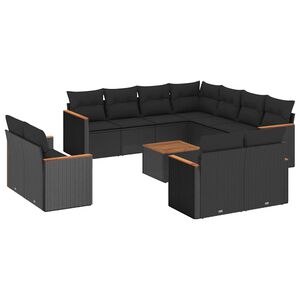 vidaXL Loungegrupp med dynor 12 delar svart konstrotting