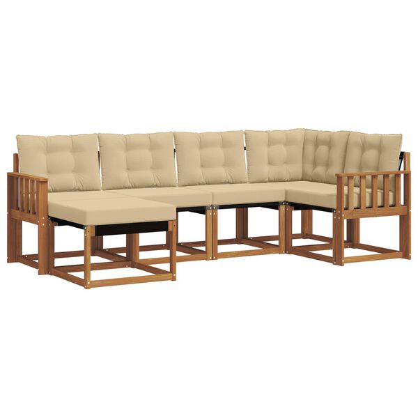 vidaXL Utomhussoffset med kudde 6 pcs Naturlig och Beige