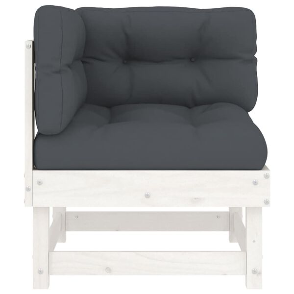 vidaXL Hörnsektion till soffa med dynor vit massiv furu