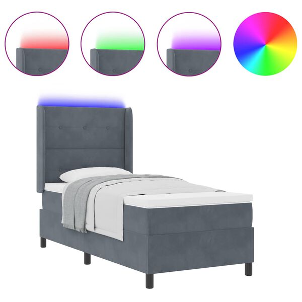 vidaXL B&auml;ddfj&auml;der med madrass M&ouml;rkgr&aring; 80 x 200 cm Sammet